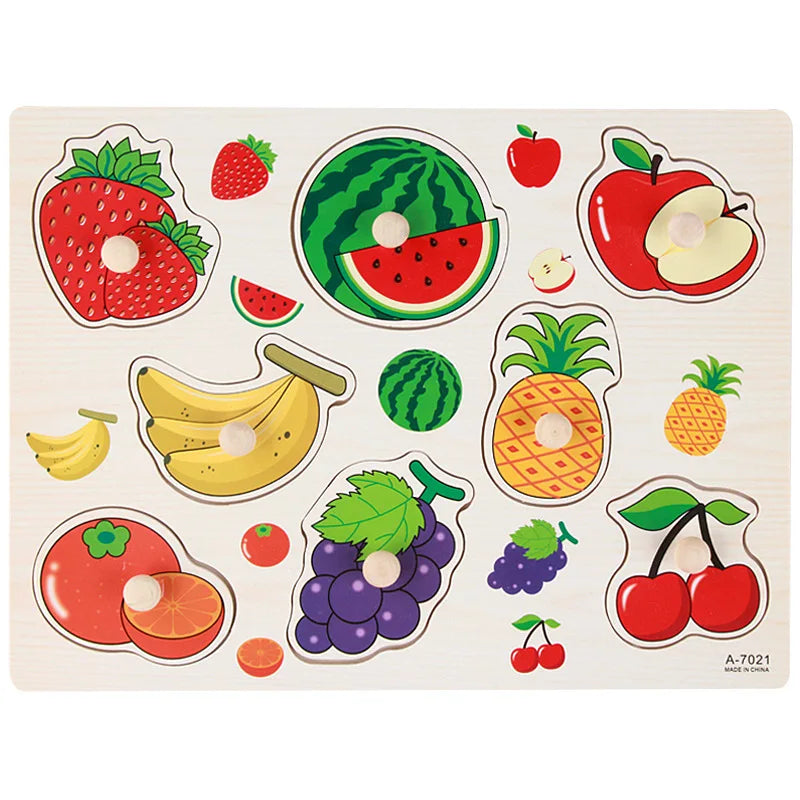 Baby Wooden Puzzles Montessori Toys 1 2 3 Years Toddler Toys Hand Grab Board Alphabet Number Cognition Learning Educational Toys Quick Pick Grocers
