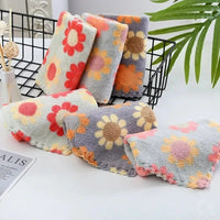4Pcs Kitchen Cleaning Cloths Soft Absorbent Dishcloth Coral Fleece Sunflower Wiping Towel Rags Household Cleaning Cloth 30X30CM Econic Blanks