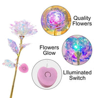 Led Valentine's Day Mother's Day Gift 24K Foil Plated Roses Artifical Flowers Wedding Decor Lover Lighting Roses Creative Gift Quick Pick Grocers