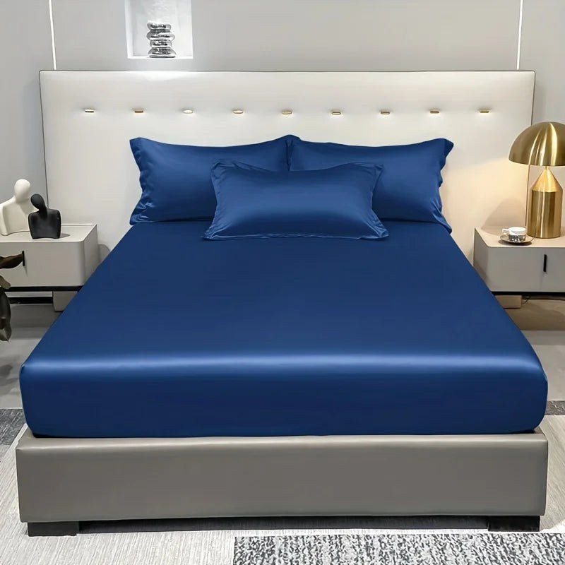 Modern Satin Fitted Sheet Ice Silk Bedspread Quick Pick Grocers