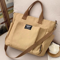 Urban Minimalist Female Student Large Capacity Commuting Horizontal Canvas Single Shoulder Diagonal Cross Portable Tote Bag Econic Blanks