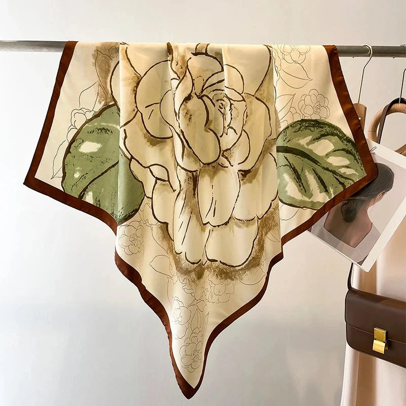 90*90Cm Square Scarf Twill Silk Feeling Women Head Shawls and Wraps Luxury Hair Tree Print Neck Scarves Hijab Bandana Pashmina Econic Blanks