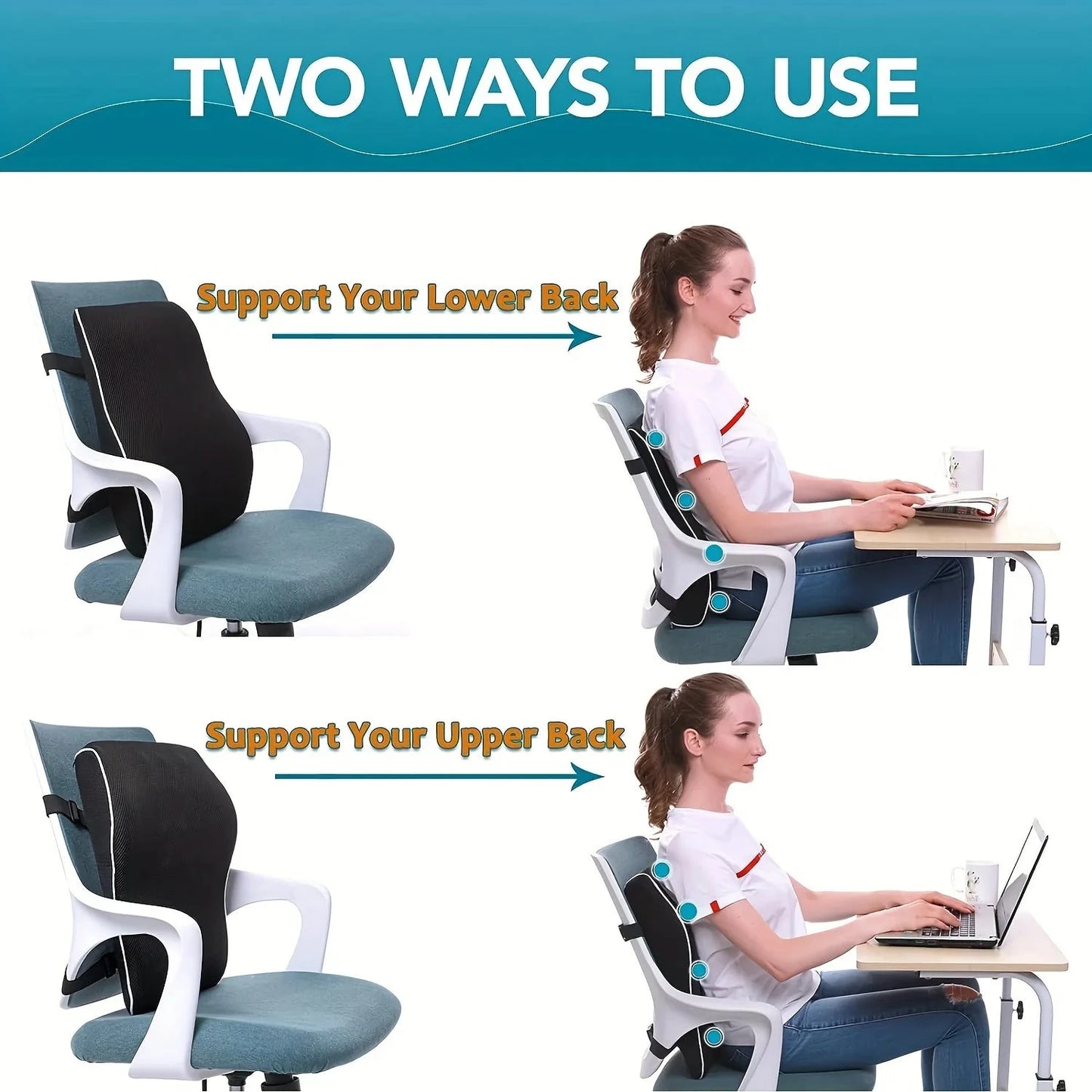 Ergonomic Memory Foam Lumbar Support Back Cushion Econic Blanks
