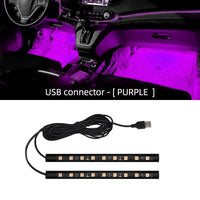 2-in-1 LED Car Neon Foot Light - USB & Cigarette Lighter Interior Ambient Lamp Econic Blanks