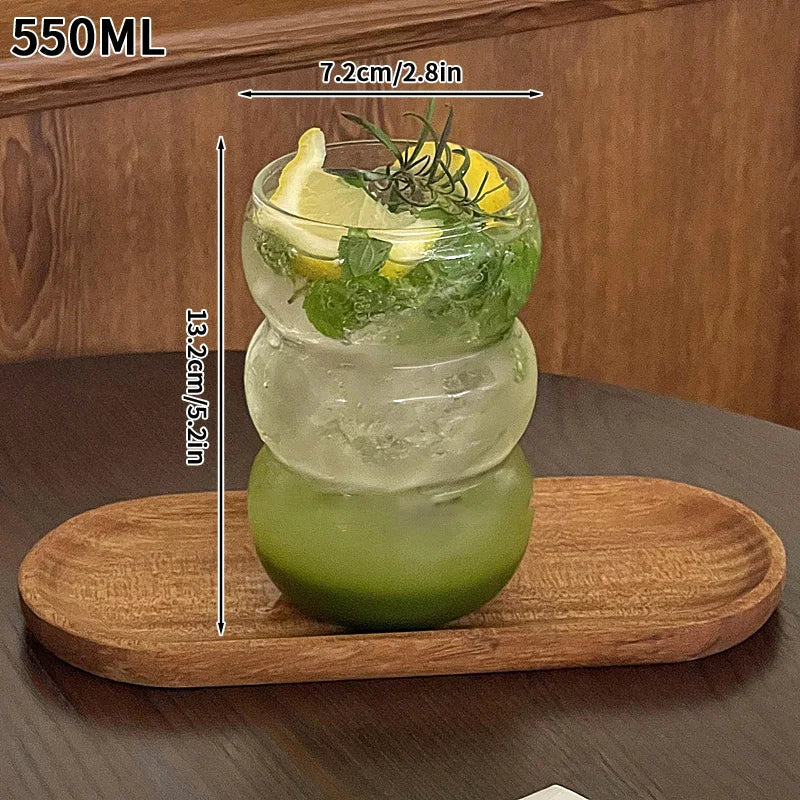 Transparant Drinking Glass Cup Creative Wave Shape Iced Coffee Tumbler Cup Juice Milk Tea Mug Drinkware Water Glasses Ripple Mug Quick Pick Grocers