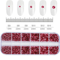 2400pcs+ Shiny Clear Crystal Gems Nail Rhinestones 1.5-4mm Mixed Round Glass Stone Flatback Nail Charms 12grids Nail Diamond DIY Econic Blanks