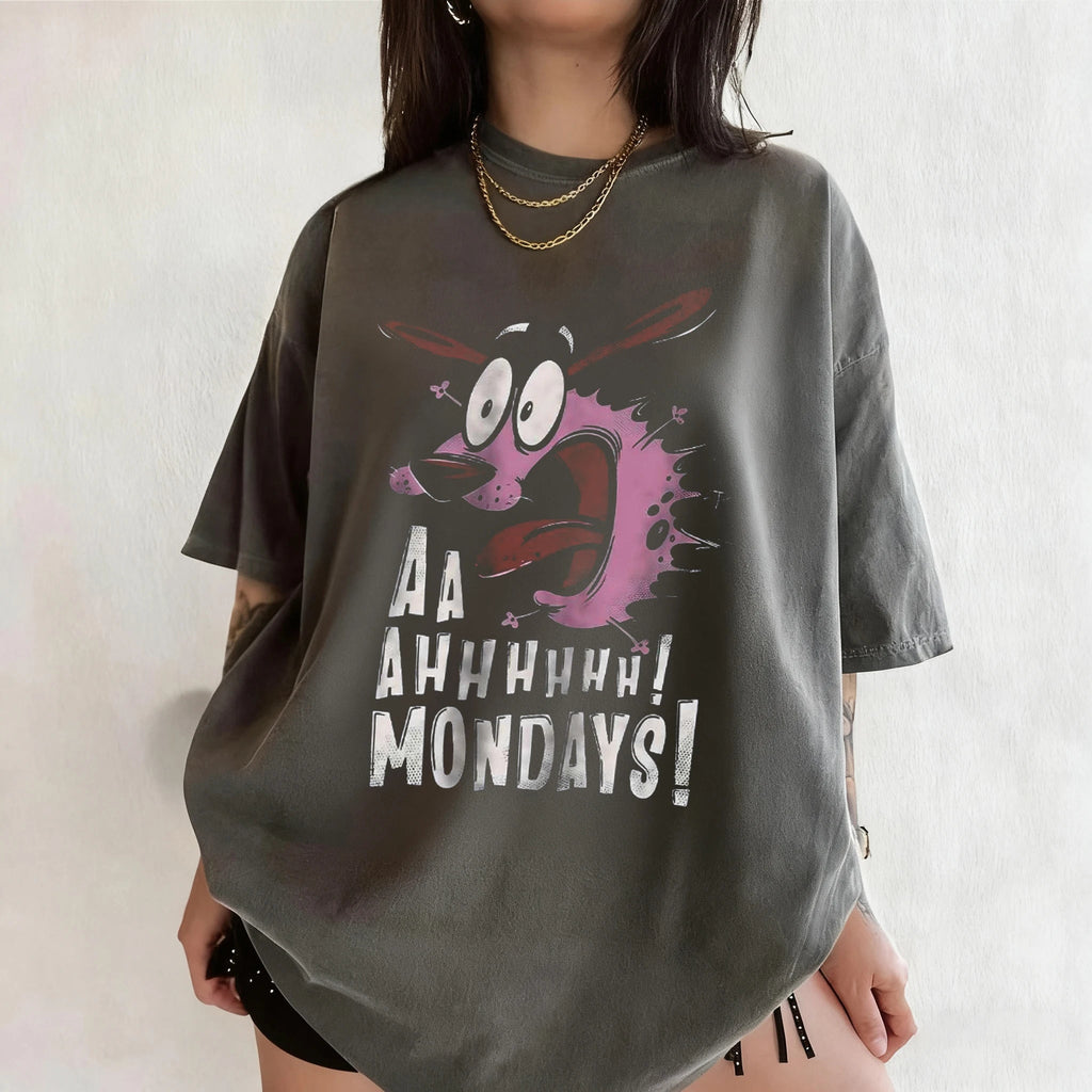 Vintage Courage The Cowardly Dog Cartoon Print Short Sleeve T-Shirt Retro Unisex Graphic Tee 90s Nostalgia Summer Streetwear Tee Quick Pick Grocers