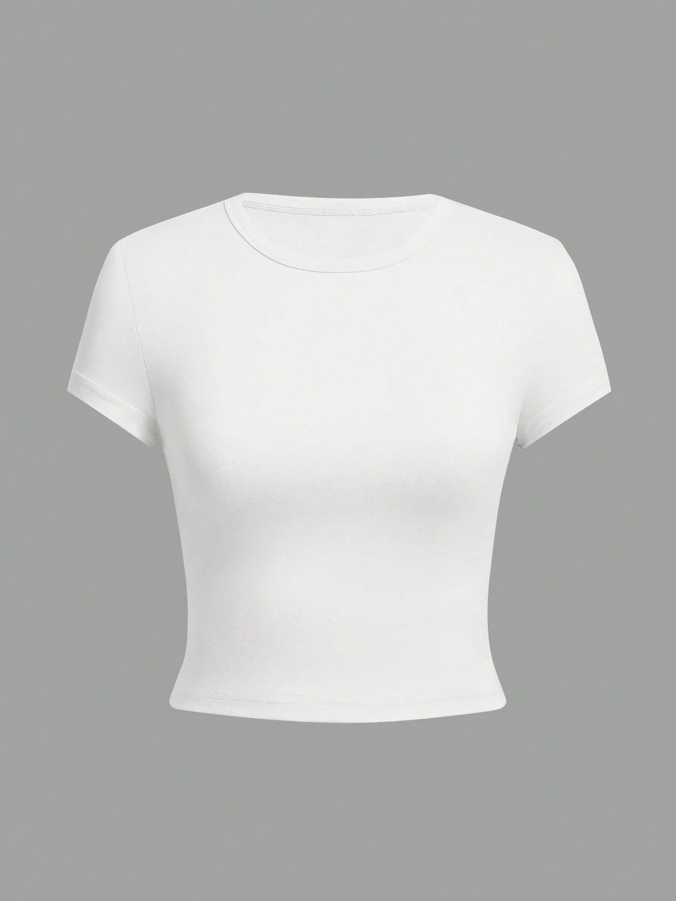 4 pieces Solid color basic short sleeved tight fitting T-shirt for women's casual summer minimalist women's style top O-neck Quick Pick Grocers