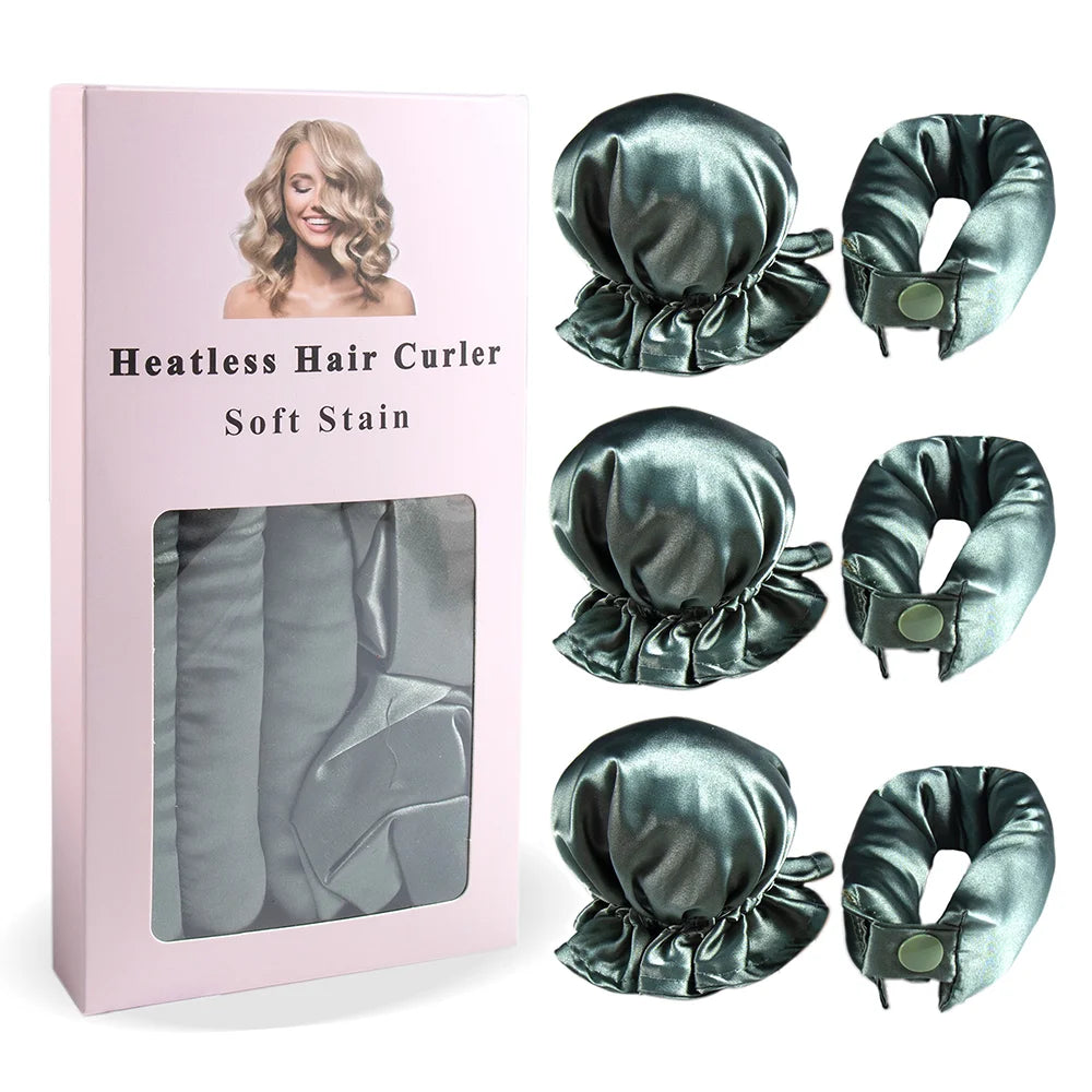 3pc Satin Heatless Curling Rod with Hair Caps, Soft Overnight Curling Rod Headband for Long Hair, DIY Hairstyling Tools Quick Pick Grocers