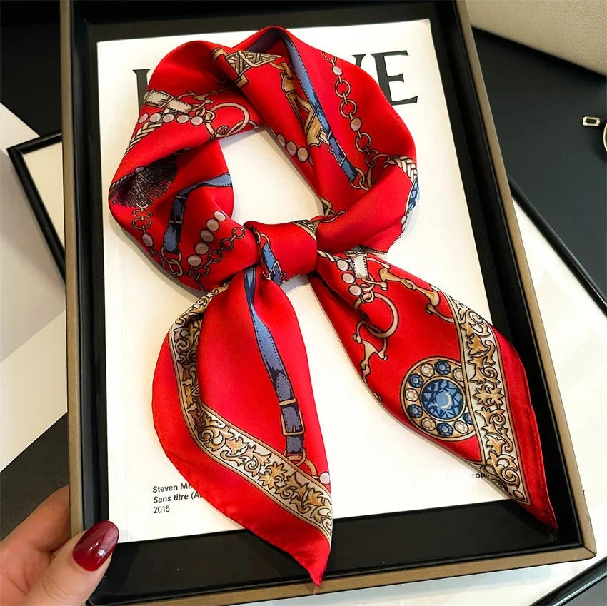 New Four Seasons Fashion Print Silk Square Scarf 70x70cm Fashionable Four Seasons Headband Luxury Sunscreen Shawl Bandannas Econic Blanks