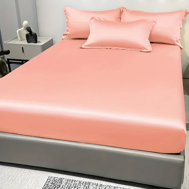 Modern Satin Fitted Sheet Ice Silk Bedspread Quick Pick Grocers