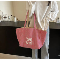 Casual Large Stripe Women's Shoulder Bag 2025 New Fashion Commuter Tote Bag High Capaci Canvas Handbag for Youth bolso mujer Quick Pick Grocers