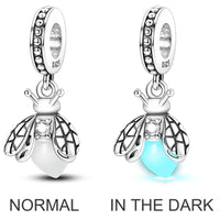 2025 Hot Sale Charms Bead 925 Sterling Silver Pink Butterfly Luminous Firefly Dangle Fit Bangle Bracelet Necklace DIY Jewelry Econic Blanks