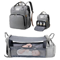 3 In 1 Diaper Bag Backpack Foldable Baby Bed Waterproof Travel Bag with USB Charge Diaper Bag Backpack with Changing Bed 3 types Purest Peak