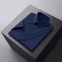 New Men's Business Casual Solid Color Short Sleeved Shirt for Summer Fashion No Ironing Comfortable and Versatile Top Quick Pick Grocers