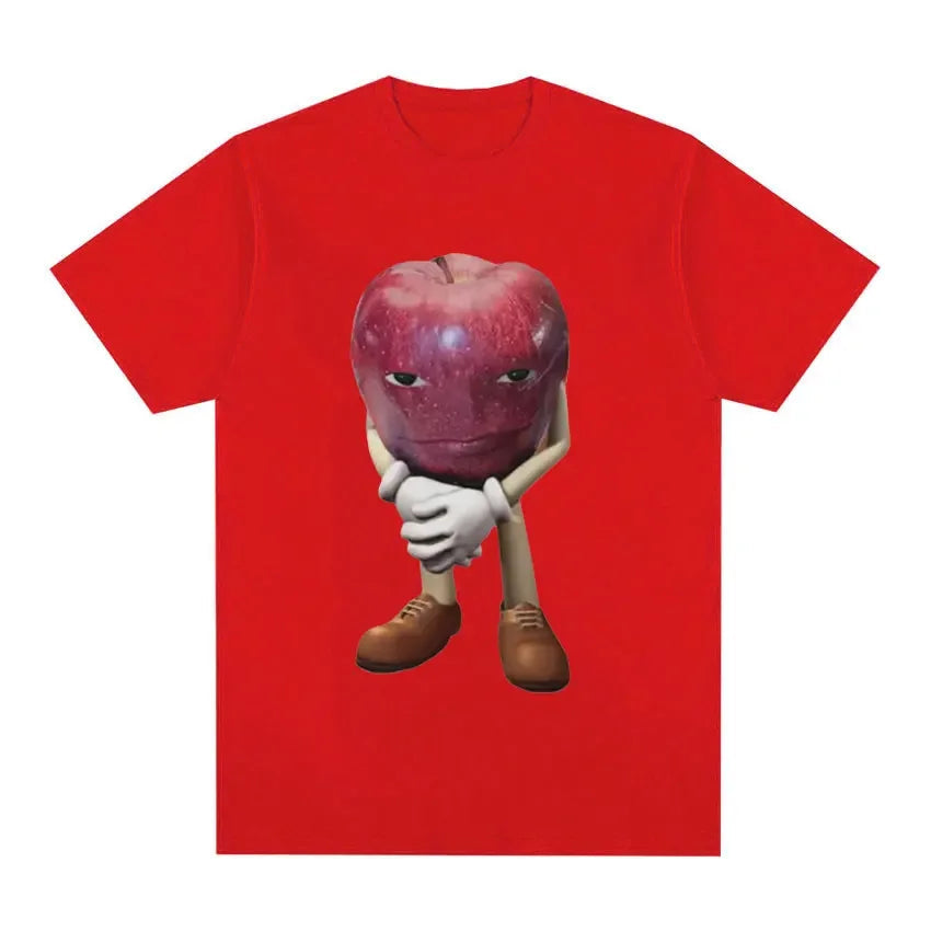 Funny Me Asf Apple with Face Meme T Shirt Unisex Fashion High Quality T Shirts Men Retro Casual Short Sleeve T-shirt Tops Quick Pick Grocers
