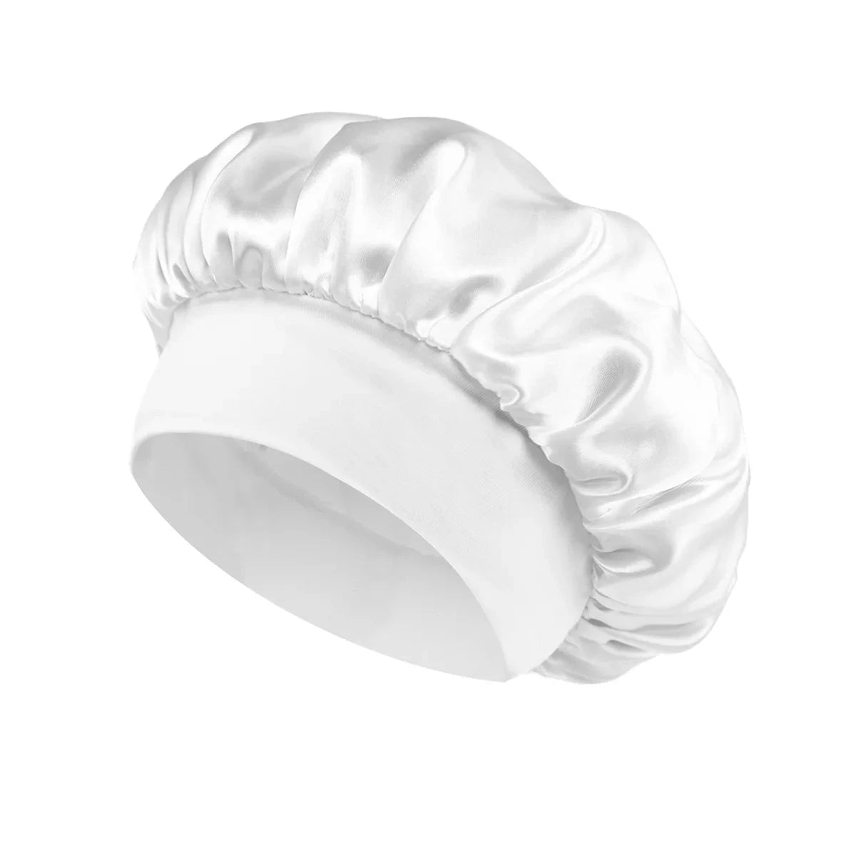 1PC Women's Satin Solid Bonnets Wide-brimmed Night Sleeping Bathing Hat Unisex Head Wrap Elastic Band Cap Hair Care Bonnet. Econic Blanks