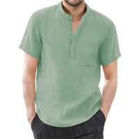 Men's Short Sleeve T-shirt Cotton and Linen Casual Men T-shirts Solid Color Summer Shirt Male Cozy Breathable Quick Pick Grocers