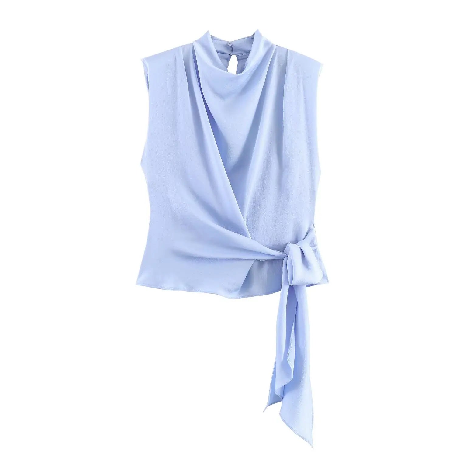 Women's Top 2026 Spring New Style Orange Sleeveless Satin Texture Long Ribbon Top Elegant and Stylish Unique Fashion Focus Quick Pick Grocers