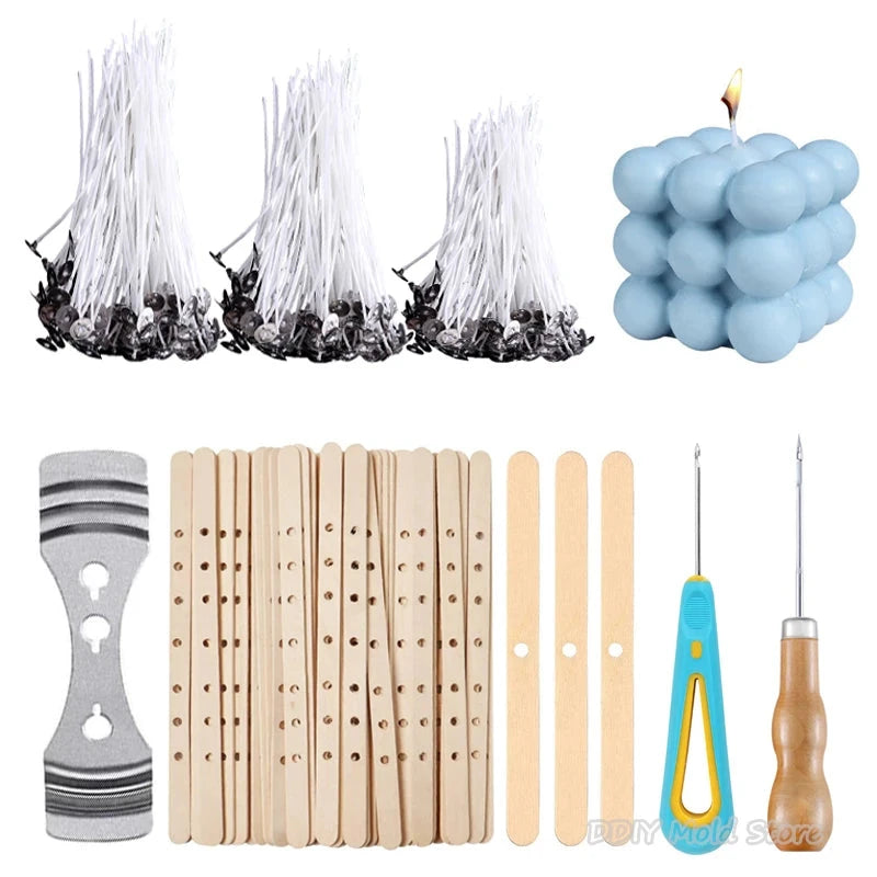 120Pcs Waxed Cotton Candle Wicks with Stand Original Smokeless Candle Wick for DIY Candle Silicone Mold Candle Making Supplies Econic Blanks