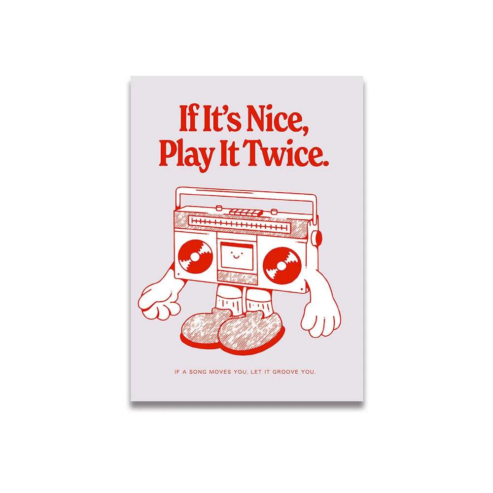 Simplicity Vintage Pink Cartoon Print Canvas Posters Wall Art Poster Home Decor Canvas Print Painting  Living Room Bedroom Decor Quick Pick Grocers