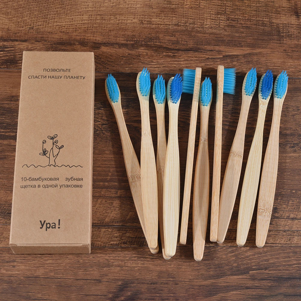 10Pcs Colorful Toothbrush Natural Bamboo Tooth Brush Sets Soft Bristle Charcoal Teeth Eco Bamboo Toothbrushes Dental Oral Care Econic Blanks