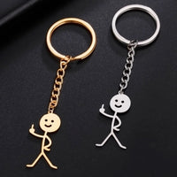 Teamer Funny Middle Finger Stickman Keychain 2025 Cute Trend School Bag Car Key Pendant Couple New Trinket Gift Keyring Econic Blanks