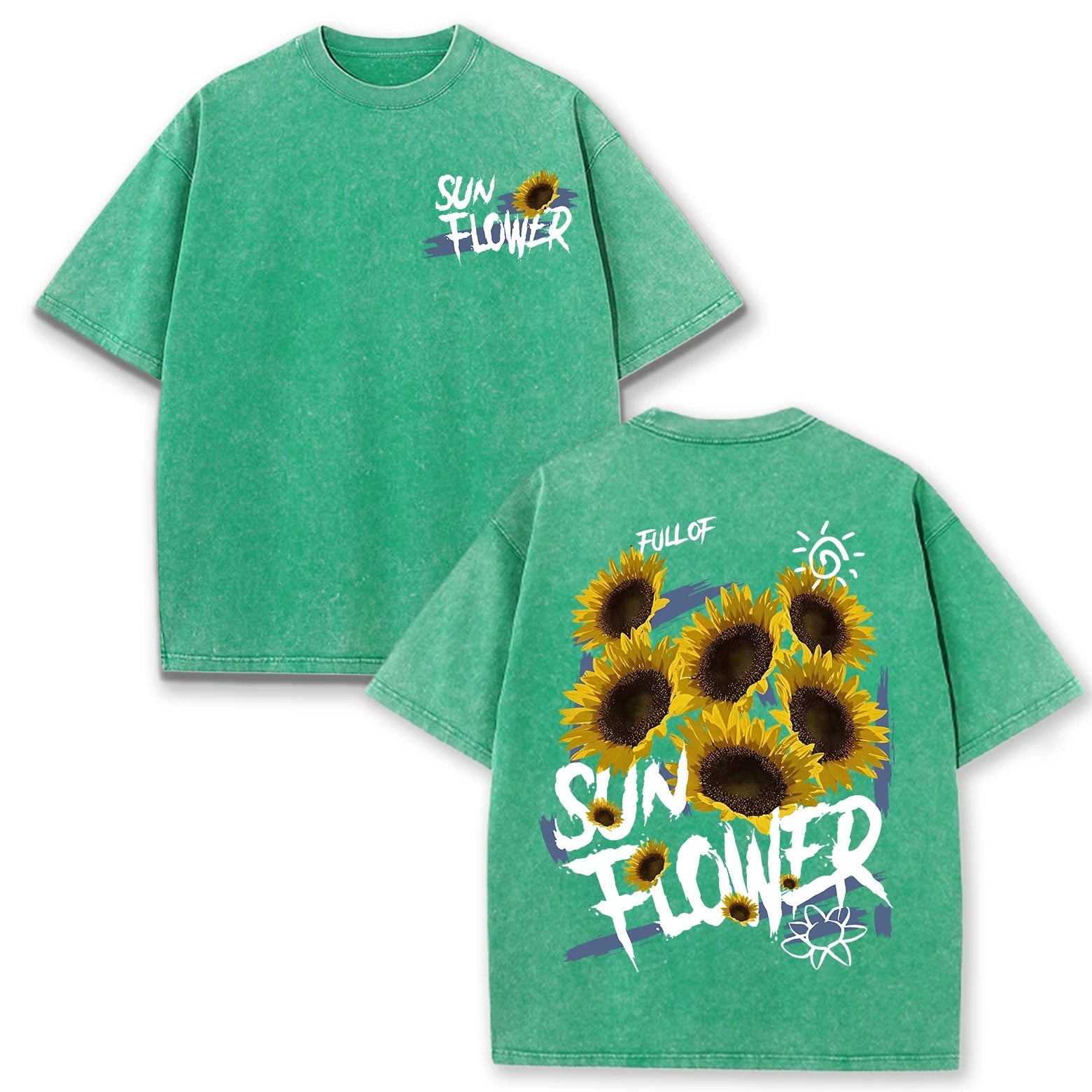 Lift Is Good Beautiful Sunflower Print Washed T Shirts Women Soft Cotton T-Shirt Street Creative Short Sleeve Summer Casual Tops Quick Pick Grocers