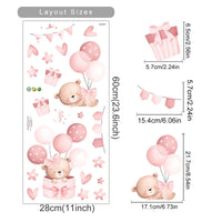 Pink Cartoon Bear Balloon Wall Stickers for Kids Room Decoration Baby Girls Baby Boys Room Wall Decals Kindergarten Nursery Room Quick Pick Grocers