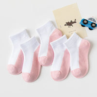 5 Pairs/Lot 2023 New Summer Children Socks Cotton Kids Fashion Black White Gray For 1-12 Years Teen Student Baby Girl Boy Socks Quick Pick Grocers