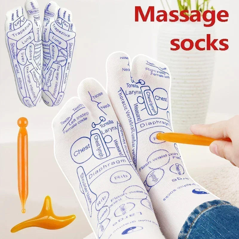 Physiotherapy Foot Care Massage Relieve Tired Feet Sock Acupressure Foot Massager Reflexology Socks Foot Acupoint Massage Tool Quick Pick Grocers