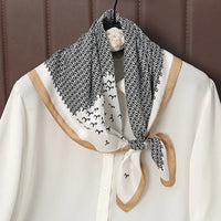 Luxury Print Satin Silk Square Scarf for Women Shawl Hijab Neckerchief Female Hair Ribbon Headband Fashion Wrap Bandana 2023 New Econic Blanks