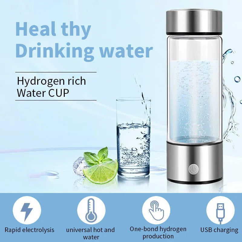 Hydrogen-Rich Water Cup Portable Electric Hydrogen Rich Water Generator Bottle Titanium Quality Filter Healthcare Water Cup USB Quick Pick Grocers
