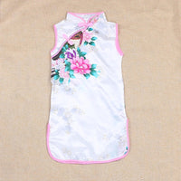Cheongsam Dress Baby Girl Qipao Summer Clothes Peacock Sleeveless Slim Traditional Dress Child Girls Clothes Chinese Style Quick Pick Grocers