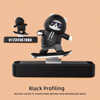 New Dashboard Car Decorations Skateboard Bear Magnetic Parking Number Plate Creative Car Cartoon Interior Interior Accessories
