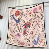 90Cm French Jungle Large Square Scarf Decorative Fashion Trend Flowers High Quality Twill Silk Travel Shawl Sunscreen Quick Pick Grocers