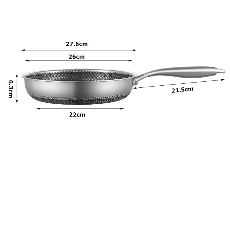 LMETJMA Stainless Steel Frying Pan Nonstick Honeycomb Fry Pan With Lid Induction Ceramic Electric Gas Cooktops Compatible KC0480 Quick Pick Grocers