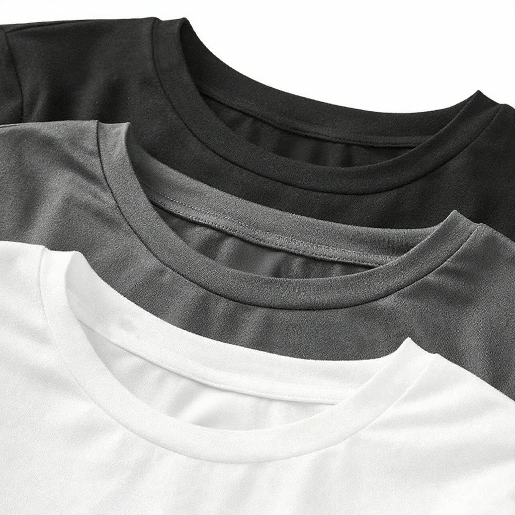 Women's solid-color long-sleeved T-shirt - Polyester knitted fabric, round neck, regular fit, fall-winter style Quick Pick Grocers
