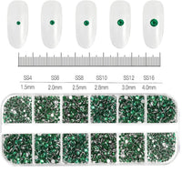 2400pcs+ Shiny Clear Crystal Gems Nail Rhinestones 1.5-4mm Mixed Round Glass Stone Flatback Nail Charms 12grids Nail Diamond DIY Econic Blanks