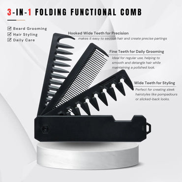 Mulitfunctional Folding Hair Comb Wide Tooth Oil Head Styling Beard Comb Hair Clipper Combs 1/2/3 In1 Portable Hairdressing Comb Quick Pick Grocers