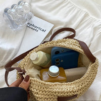 Ladies Fashion Summer Straw Crossbody Bag Women Beach Holiday Shopping Woven Shoulder Handbag Messenger Purses For Women Bags Quick Pick Grocers