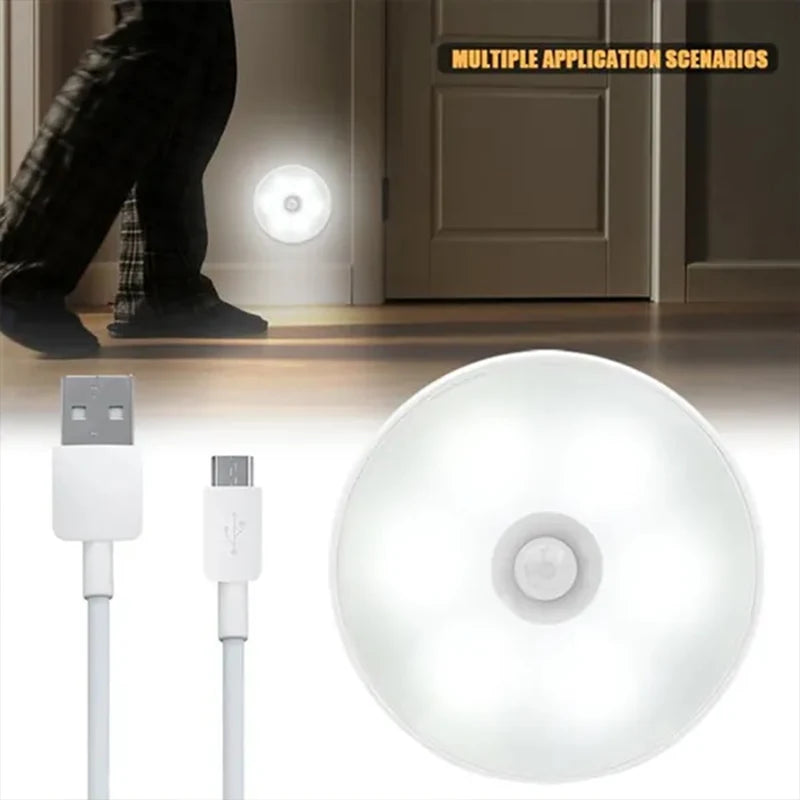 PIR Motion Sensor LED Night Light USB Rechargeable Night Lamp For Kitchen Cabinet Wardrobe Lamp Staircase Wireless Closet Light Quick Pick Grocers