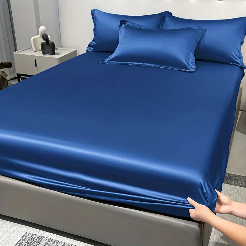 Modern Satin Fitted Sheet Ice Silk Bedspread Quick Pick Grocers