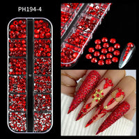 12Grids SS6-SS30 Mixed Nail Rhinestones Shiny Clear/Gold/Pink/Blue Diamond Flat-back Nail Gems Glass Stones Nails Decoration Econic Blanks