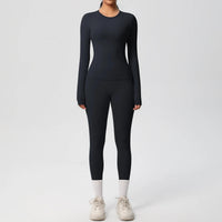 2 PCS Sportswear Yoga Set Gym Clothes Yoga Suits For Women Fitness Set Tracksuits Sports Long Sleeve Crop Top Gym Leggings Quick Pick Grocers