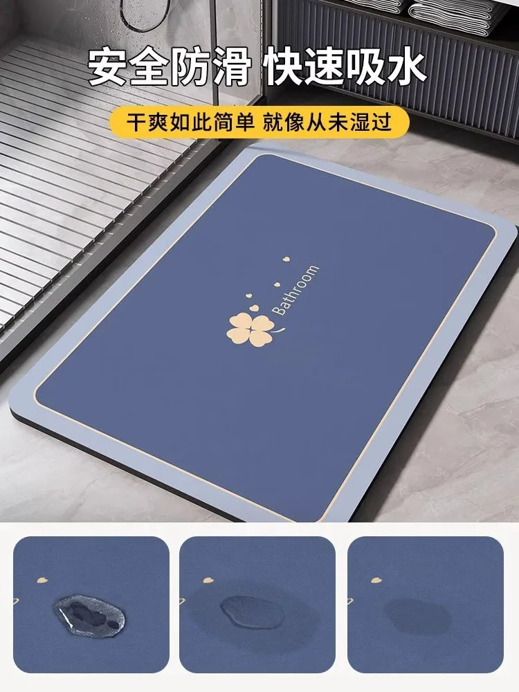 Diatomaceous Earth Bath Mat Bathroom Rug Absorbent Non-slip Floor Foot Mats Quick Dry Shower Carpet Toilet Pad Doormat Washable Econic Blanks
