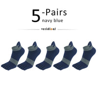 5 Pairs Five Finger Ankle Sport Socks Cotton Mens Striped Mesh Breathable Shaping Anti Friction No Show Socks With Toes EUR39-46 Quick Pick Grocers