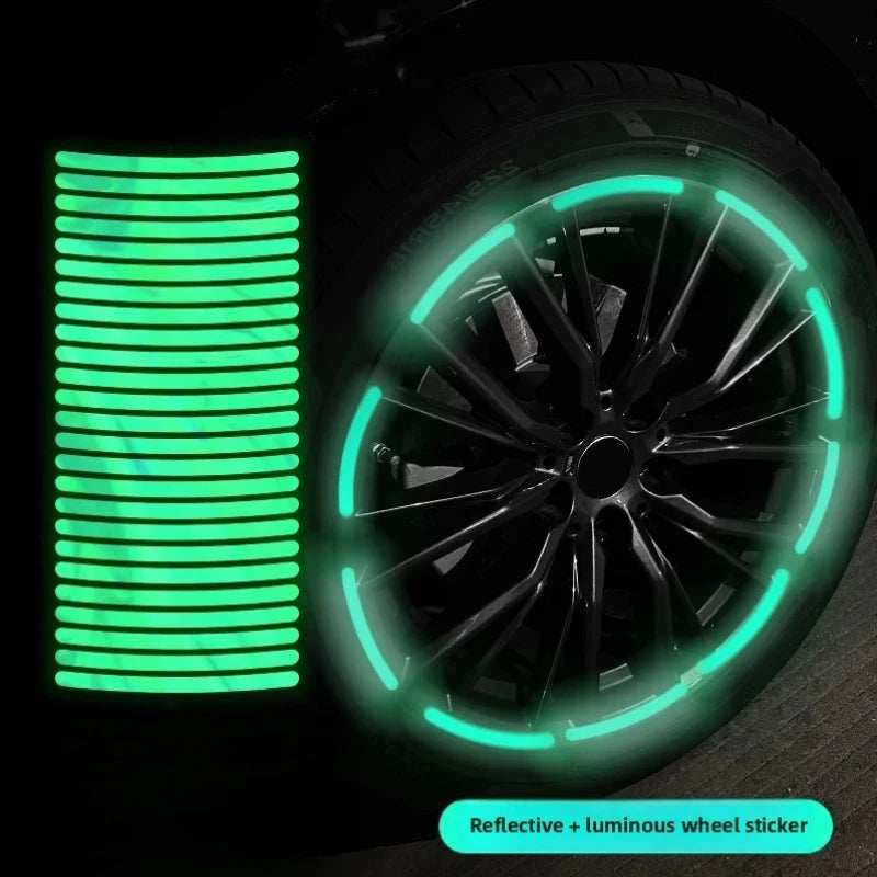 Car Wheel Hub Reflective Stripes Stickers – Night Safety Tire Rim Decals, Waterproof Warning Tape for Vehicle Decoration Econic Blanks