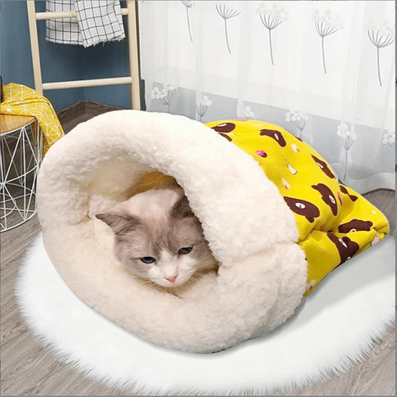 Autumn and winter warm cat kennel, closed cat bed, cute cat sleeping bag, Christmas essential pet supplies Econic Blanks