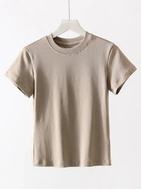 Basic T Shirts Women Cotton Slim Fit White Tops Summer Black Tees Crew Neck 100% Cotton T Shirt For Women Plain T-shirts Soft Quick Pick Grocers